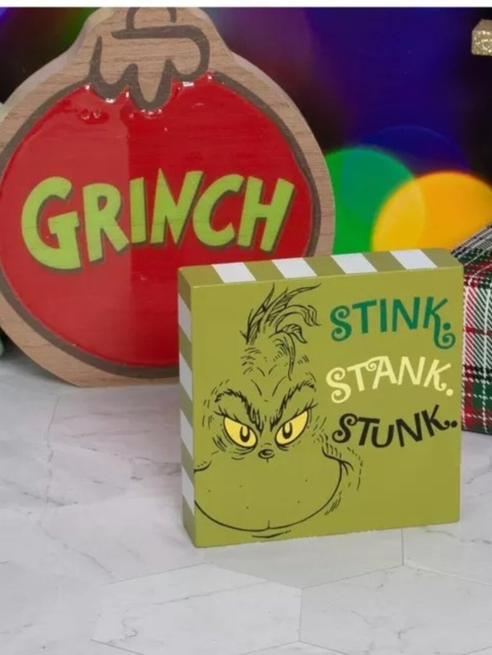 Dr. Seuss "Stink Stank Stunk" Grinch Wood Decor NEW